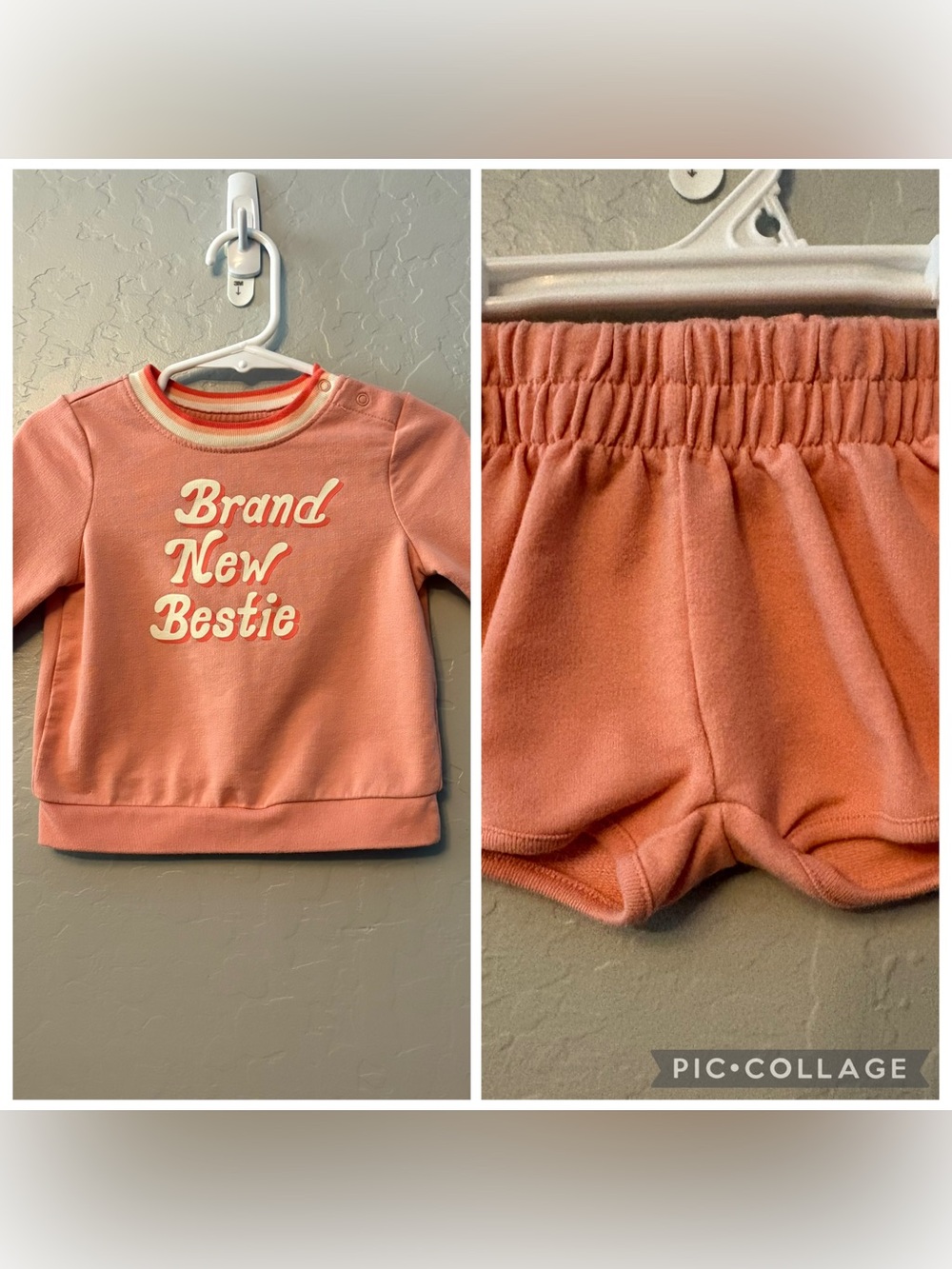 Cat & Jack coral brand new bestie sweatshirt and shorts set 12 months